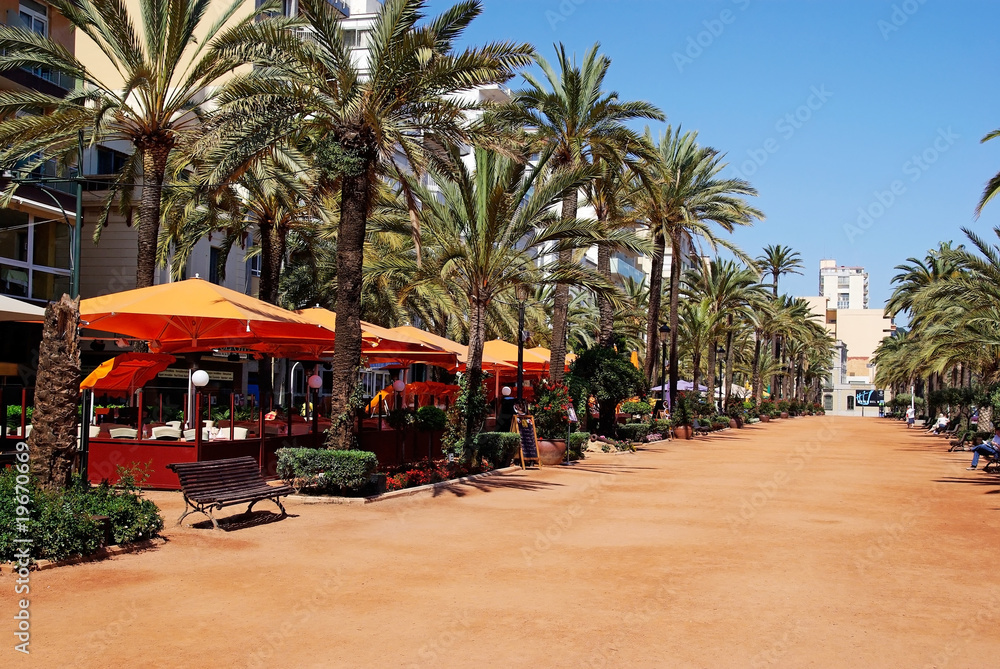 Lloret de Mar main alley on the seashore.