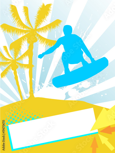 Wakeboarder Silhouette vor sommerlichem Hintergrund