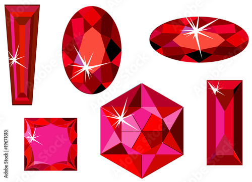 Different cut rubies