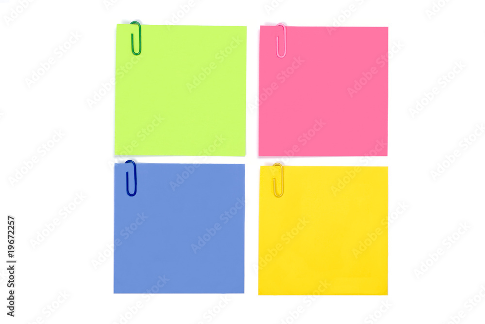 Reminder notes with paper clips Reminder notes with paper clips
