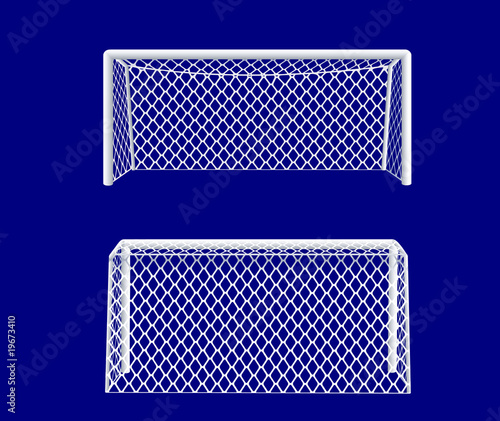 Soccer goal front and back  views. vector illustration.