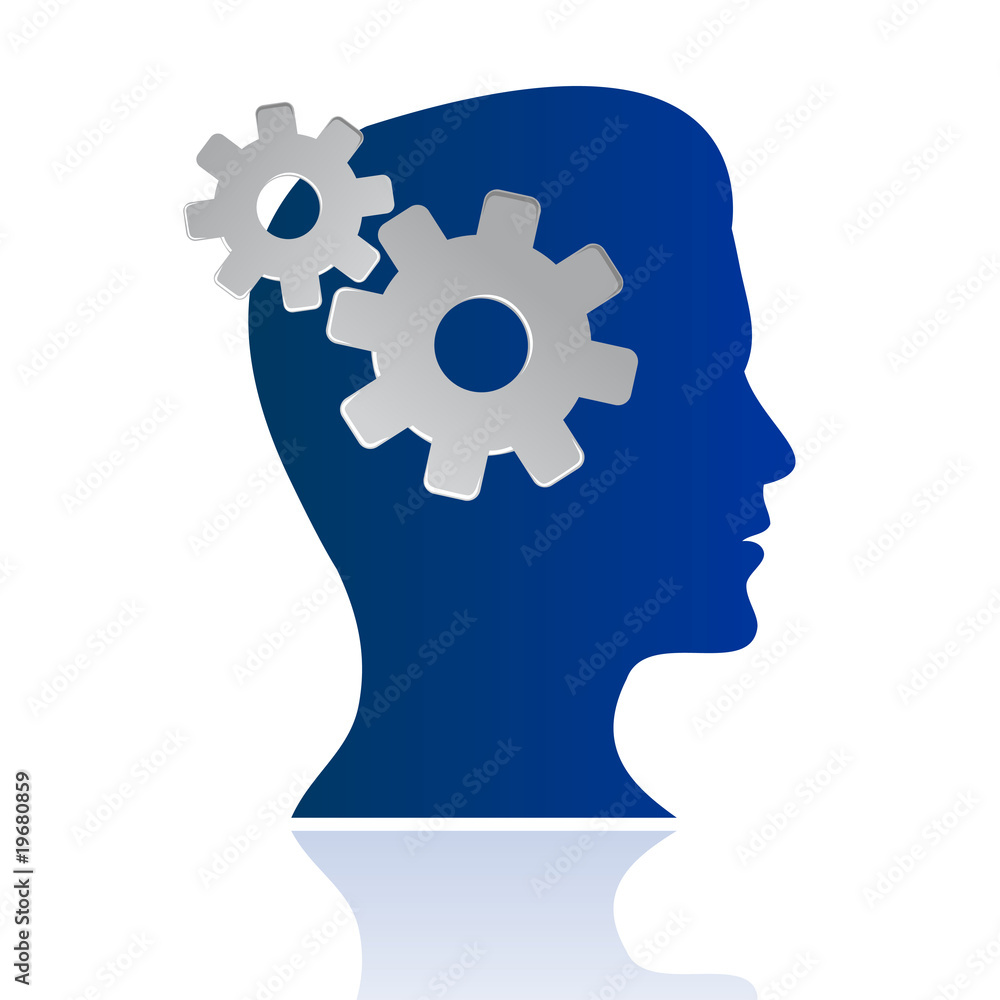 brain working and thinking man profile brain working and thinking man profile
