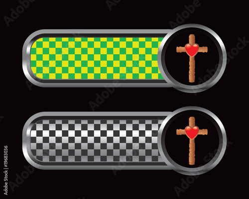 heart and cross green and black checkered tabs