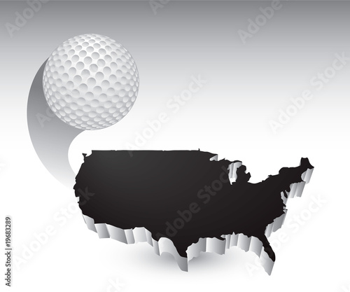 golf ball over black united states icon