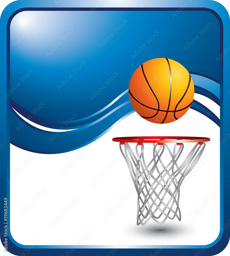 basketball hoop blue wave backdrop