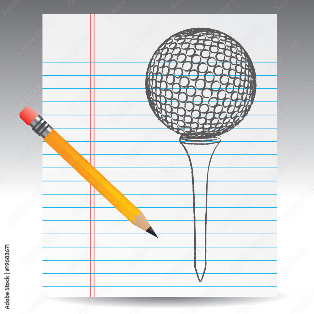 golf ball drawing with pencil Stock Vector | Adobe Stock