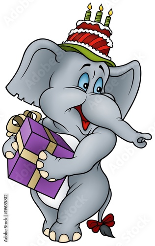Elephant and Gift - Happy B...
