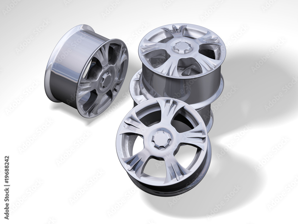 Naklejka premium 4 jantes en chrome
