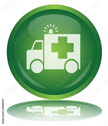 Bouton AMBULANCE (Hôpital Urgences Premiers Secours SOS Vecteur)
