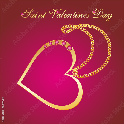 Decorative background with scene golden heart