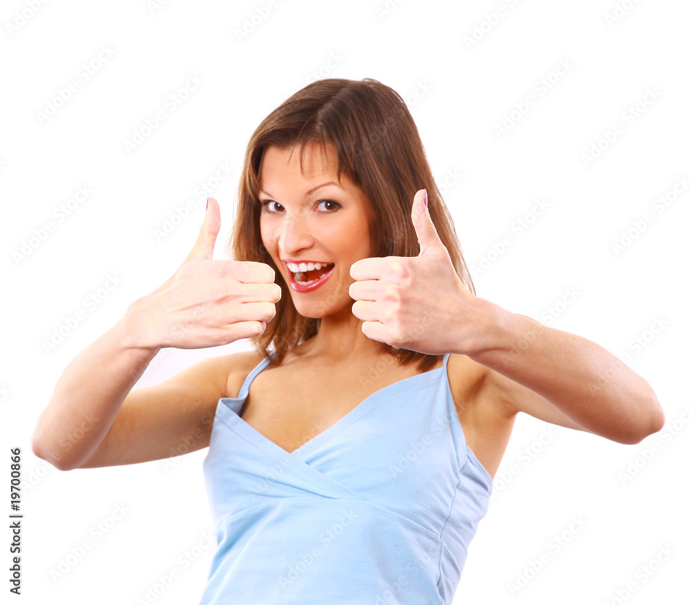 Young woman indicating ok sign. Young woman indicating ok sign.