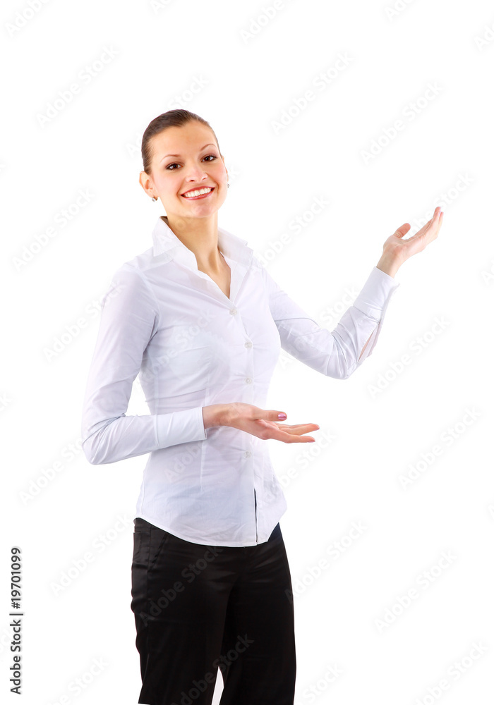 happy beautiful woman looking at your product with great joy. happy beautiful woman looking at your product with great joy.
