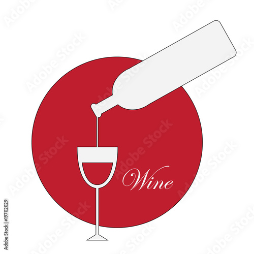 Vector illustration of glass of wine and bottle