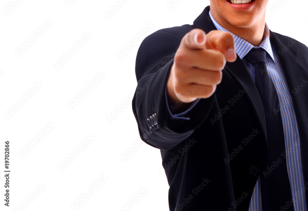portrait of man pointing at you portrait of man pointing at you
