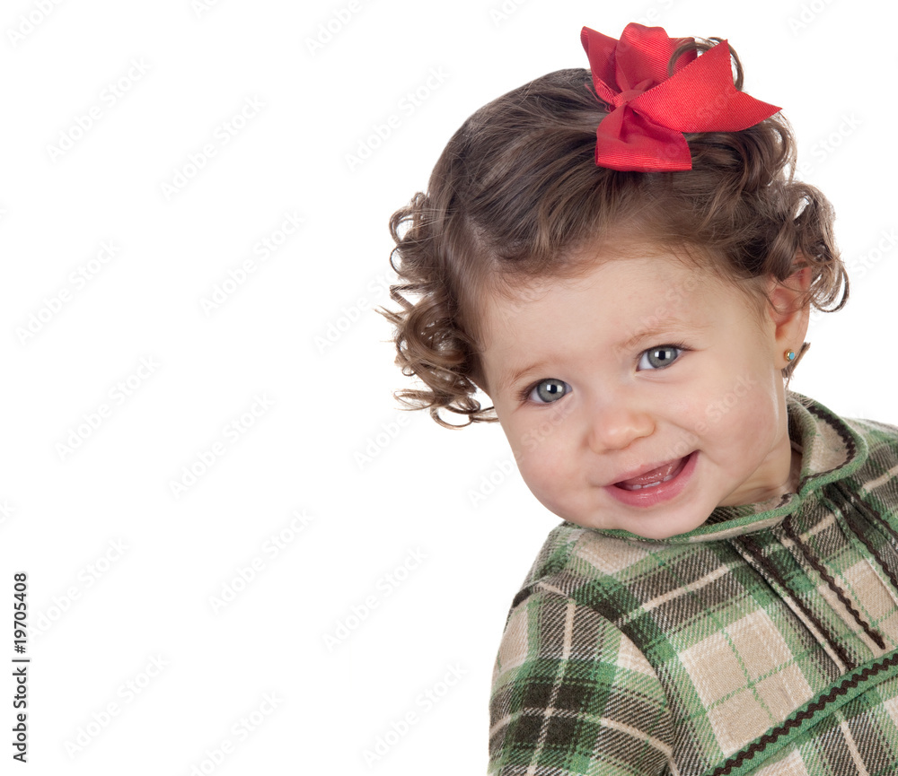 Funny baby girl with red loop Funny baby girl with red loop