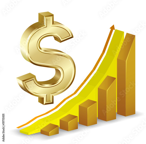 Global finance. Growth Chart with dollar sign on background.