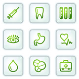 Medicine web icons, white square buttons series