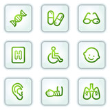 Medicine web icons set 2, white square buttons series