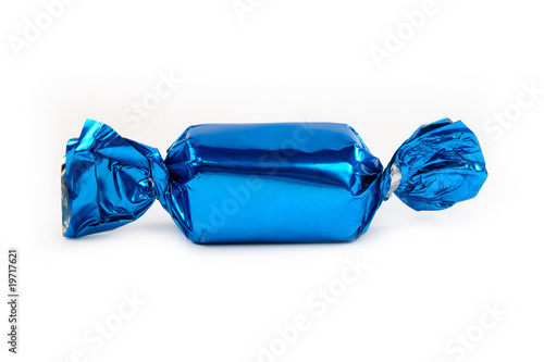 Single blue candy isolated photo