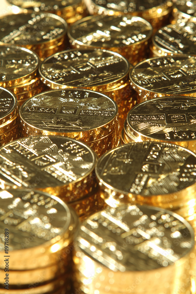 Gold numismatic coins from Poland.