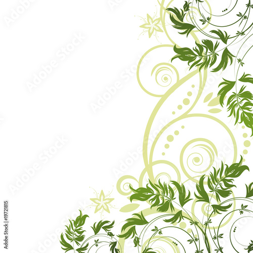 Green floral pattern on white background