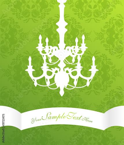 Chandelier on green background