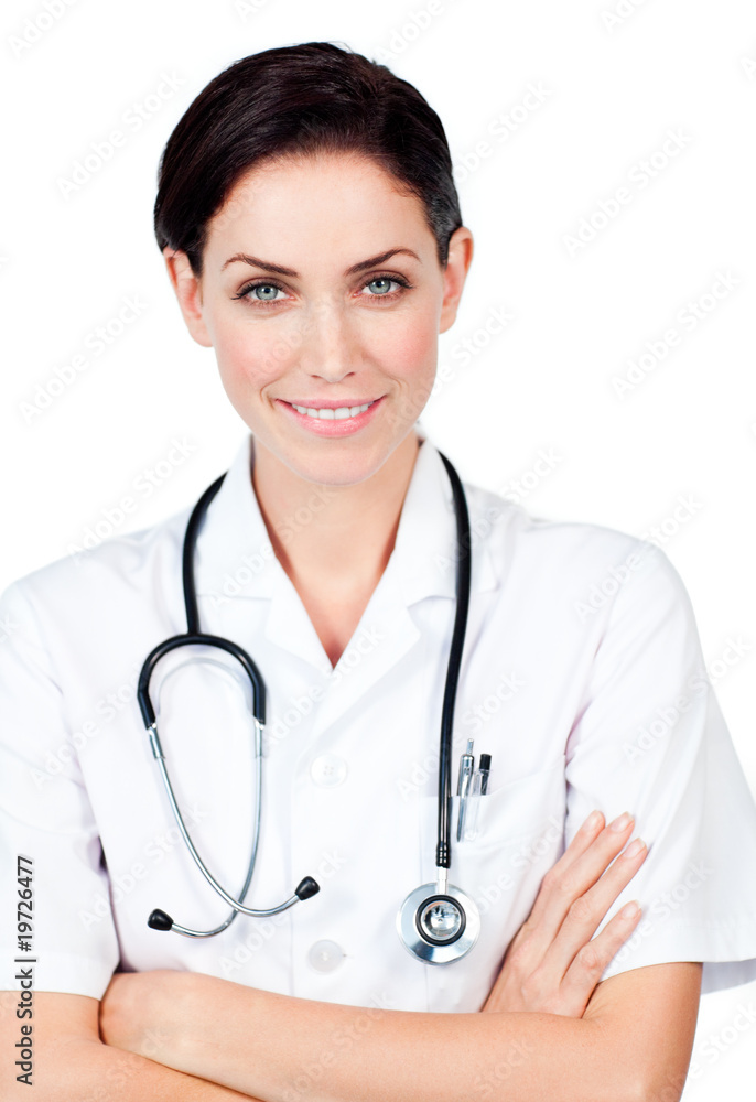 Female doctor with a stethoscope Female doctor with a stethoscope