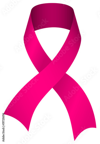 Pink breast cancer awareness ribbon isolated on white