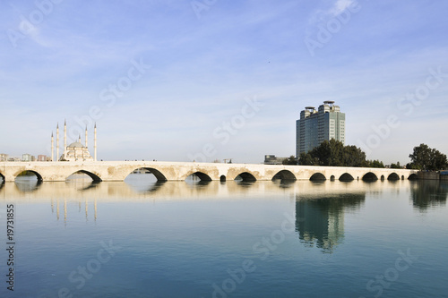 Historical stone bridge named Tasköprü  in Adana, Turkey