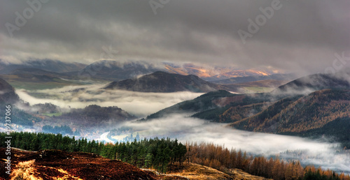 Perthshire Hills in Autumn Mist photo