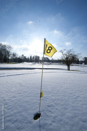 Golf, piquet dans la neige, France, Mionnay