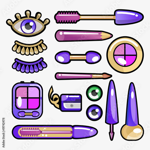 eye cosmetic icon set