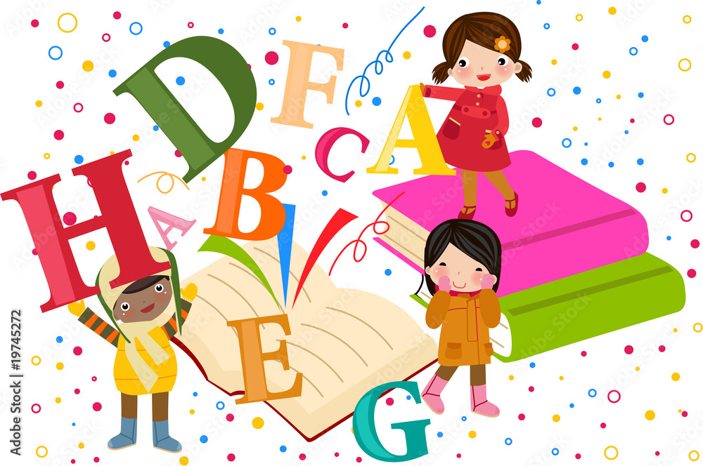 Obraz premium kids reading the book