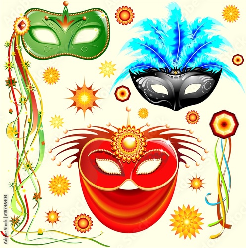 Maschere Carnevale-Carnival Elements-Masques Carnaval-Vector