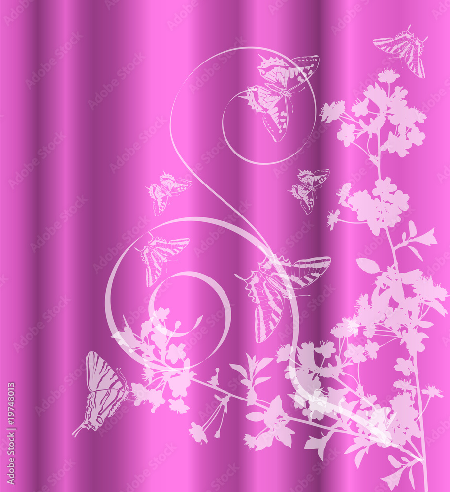 flowers and butterflies on pink background flowers and butterflies on pink background