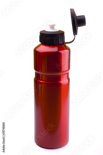 isolated red sports water bottle