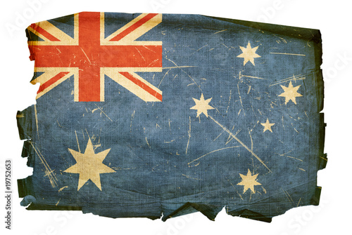 Australia Flag old, isolated on white background.