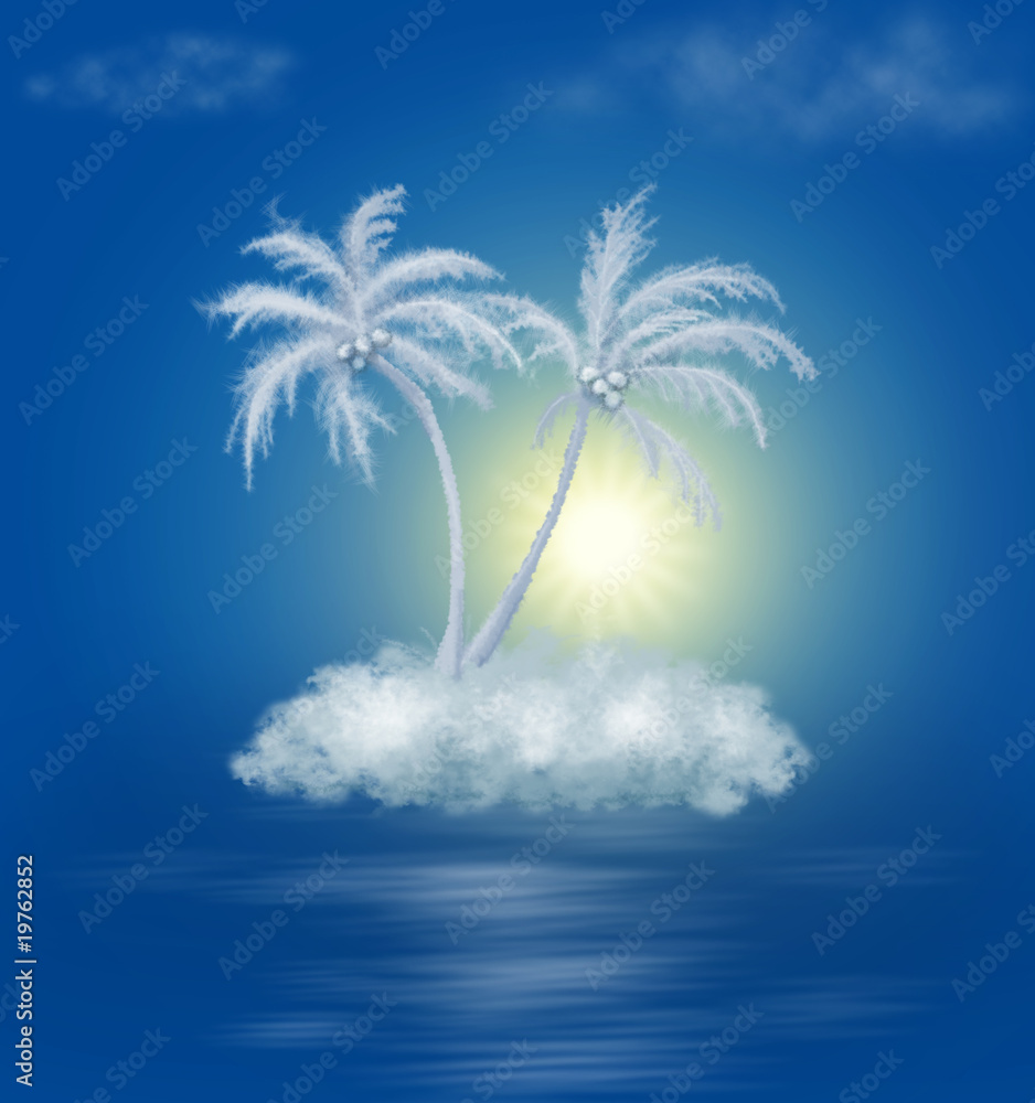 dream cloud island with palms
