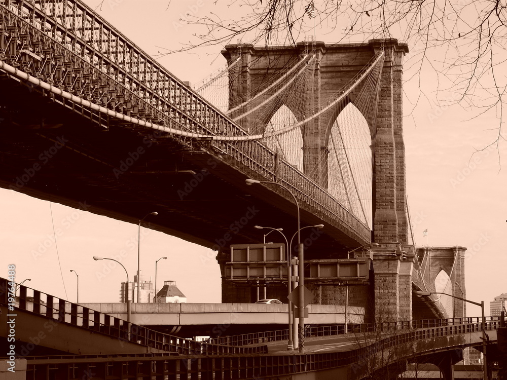 Fototapeta Most Brookliński sepia