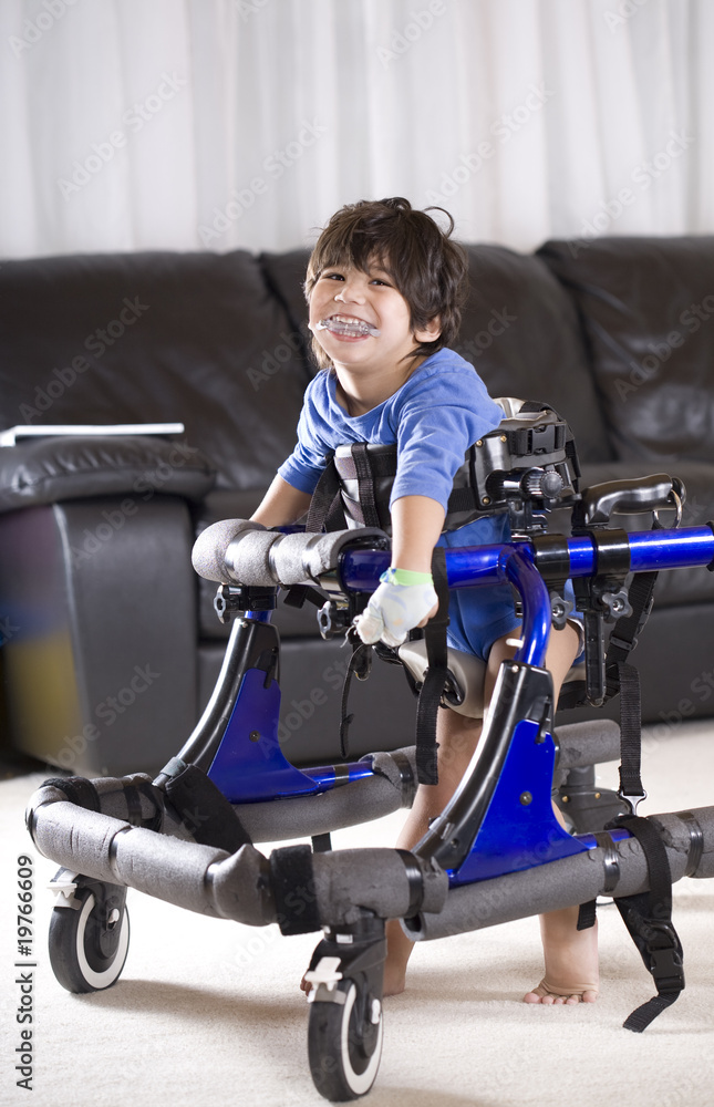 Disabled child in walker Disabled child in walker
