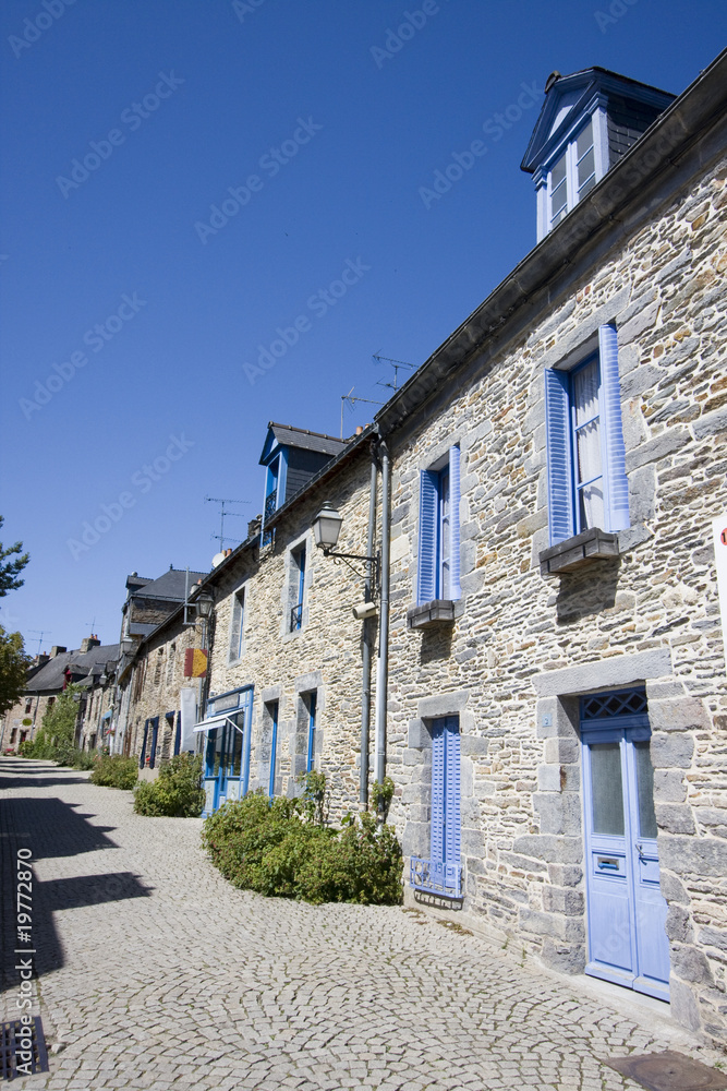view of a street with stone houses