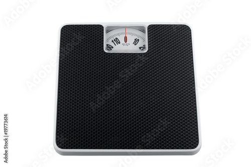 White analog bathroom scale isolated on white