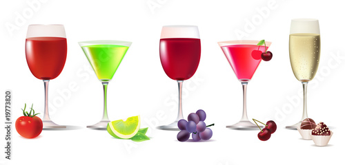A vector set of different drinks