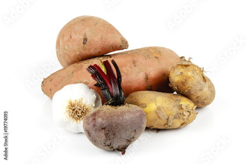 Sweet Potato with Garlic, Beetroot and Potatoes