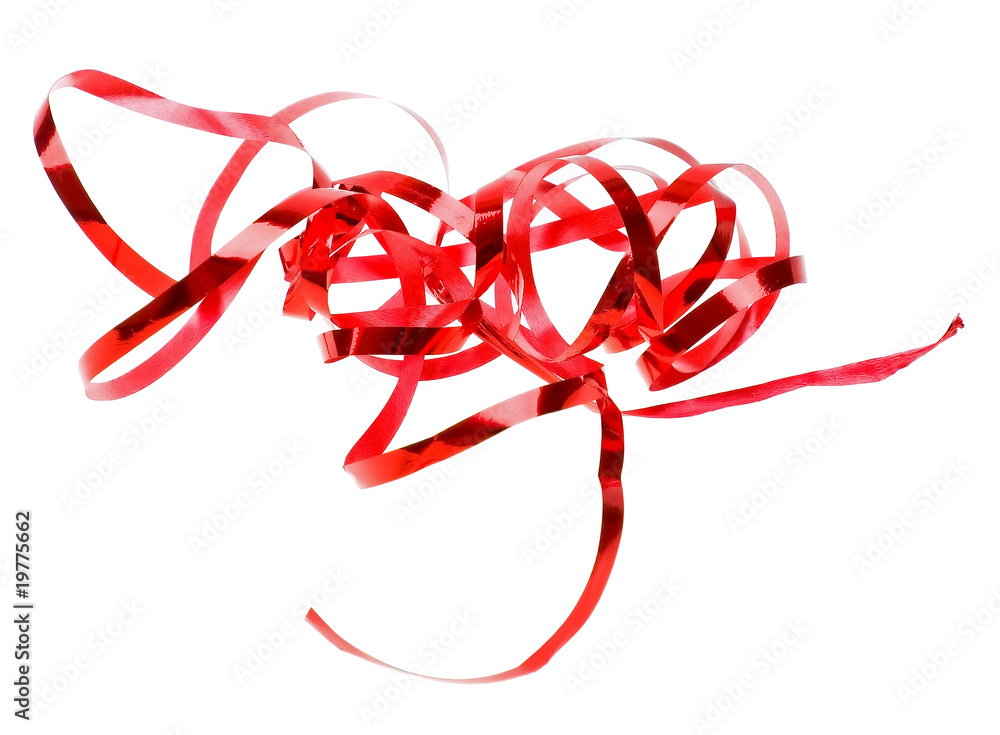 Fototapeta premium Holiday red ribbon isolated on white
