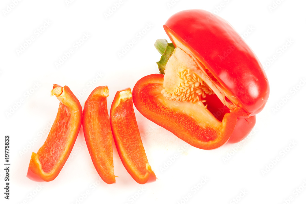 Close up of a sliced red pepper Close up of a sliced red pepper