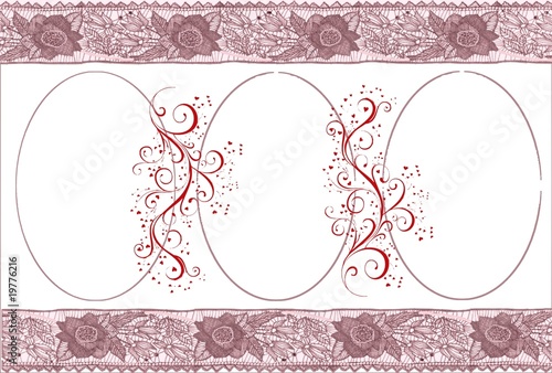 cadres ovales rose et dentelle