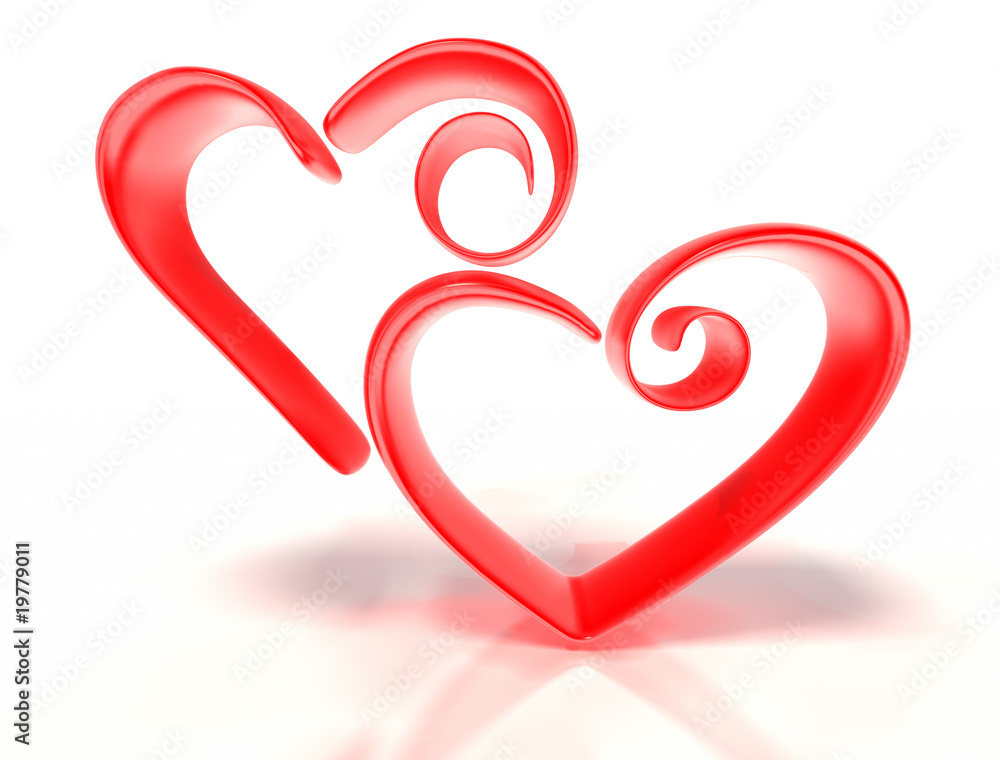 Two stylized hearts next to each other. Two stylized hearts next to each other.