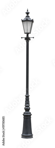 Street lamppost with one lamp black cutout photo