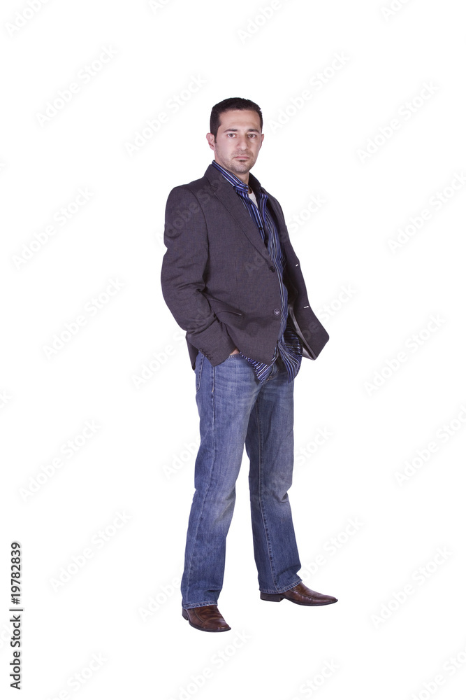 Casual Man with a Jacket Posing Casual Man with a Jacket Posing